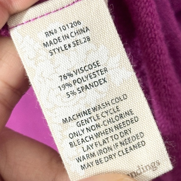 Soft Surroundings 1X Pink Asymmetrical Hem Dolman Sleeve Jersey Knit Top - Picture 7 of 8